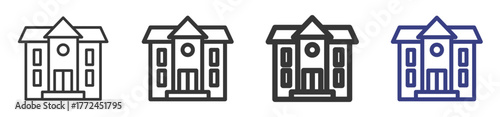 School Icon Set Illustration with Outline Style Variation

