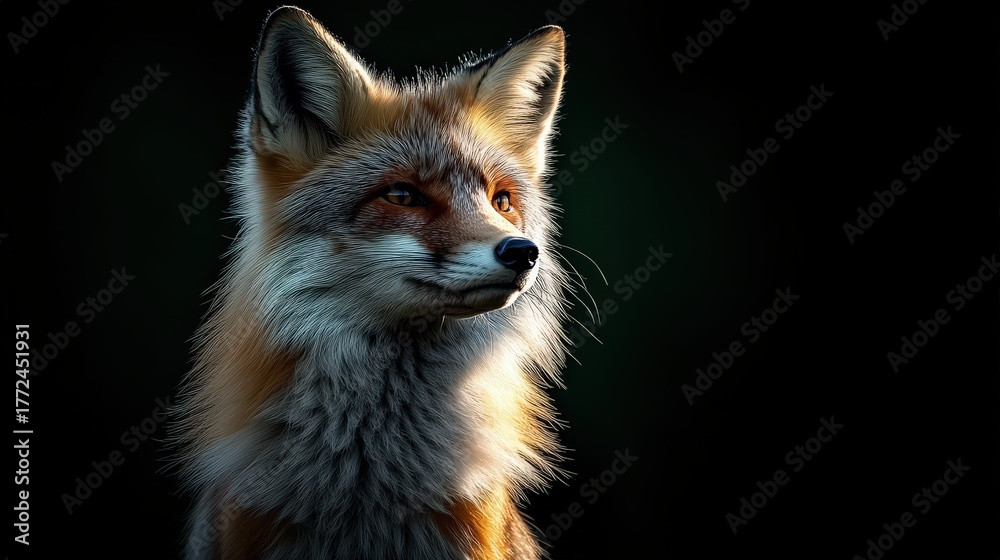 Fototapeta premium Minimal fox silhouette amid bright green background art deco