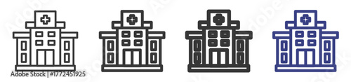 Hospital Icon Set Illustration with Outline Style Variation

