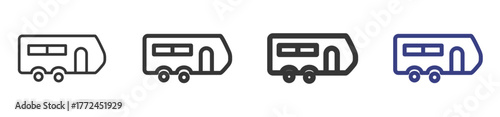 Camper Icon Set Illustration with Outline Style Variation

