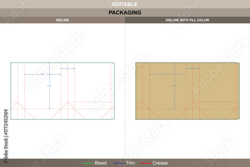 Paper bag dieline developed by balanced vector work highlighting printing definition and strong packaging shape clean die line layout creates a hands free design