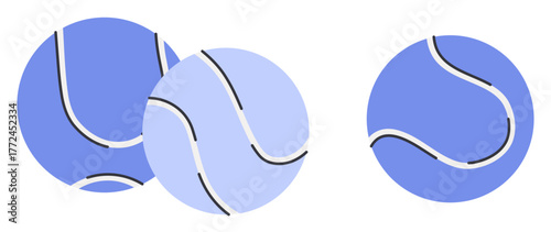 Tennis Balls Sport Equipment Set in Cartoon Style.