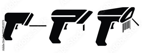 barcode scanner minimal icon set, black color and white background