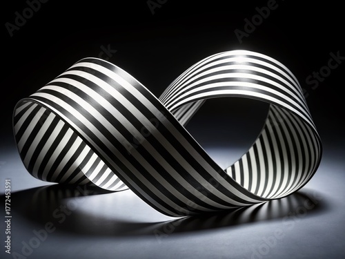 Black and White Mobius Wave Stripe Optical Art Design - Low Light Photography
