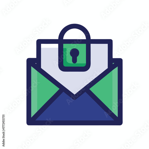 Secure email communication icon representing data protection and privacy ensuring confidential message delivery with encrypted transmission of digital information