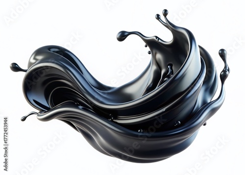 Black Glossy Liquid Paint Swirl, Abstract Background, Fluid Art,  Dynamic Curve,  Epoxy Resin
