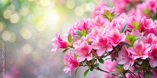 Blooming Pink Azalea Bush, Vibrant Flowers, Isolated White Background, Floral Design, Nature Beauty