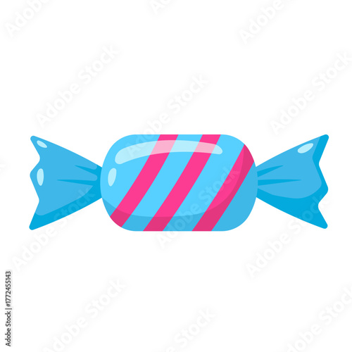 Striped Candy Vector Flat Illustration