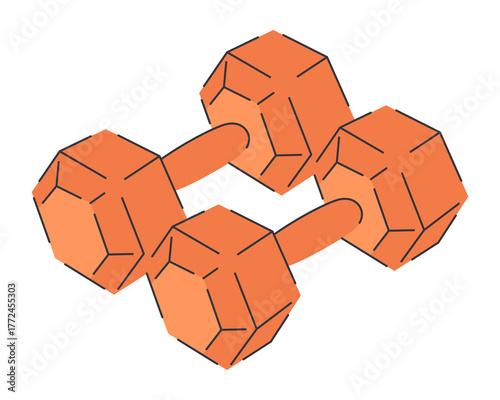 Pair of Dumbbells for Gym in Cartoon Doodle Style.