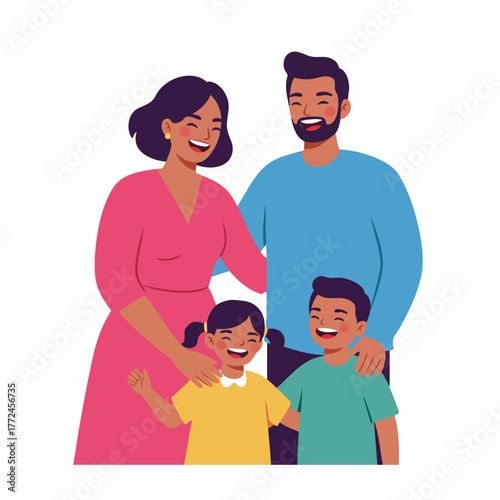 Flat Illustration Cheerful Multigenerational Family Togetherness Happiness Lifestyle Illustration