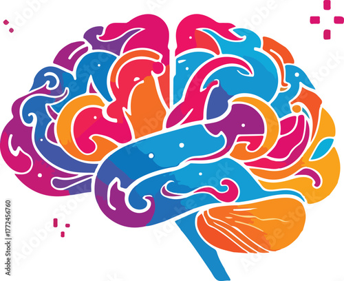 colorful vector illustration of fish and bird in abstract decorative style