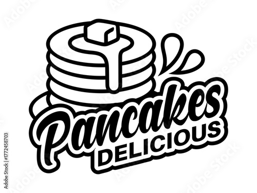 Pancakes logo vector illustration template. Simple design icon hand draw	
