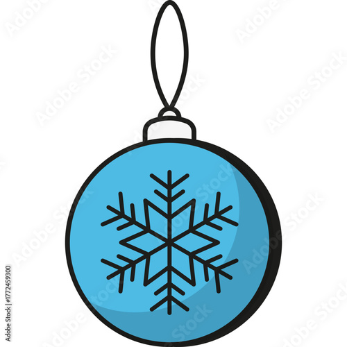Blue Christmas Bauble Ornament Illustration