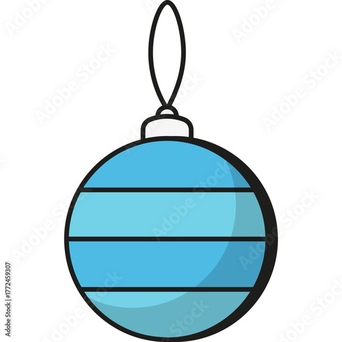 Blue Christmas Bauble Ornament Illustration