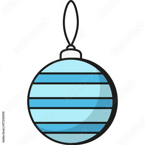 Blue Christmas Bauble Ornament Illustration