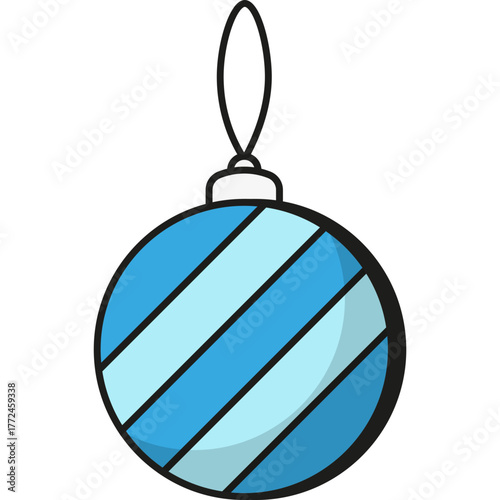 Blue Christmas Bauble Ornament Illustration