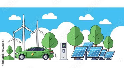 Electric vehicle charging station with renewable energy sources for a sustainable future