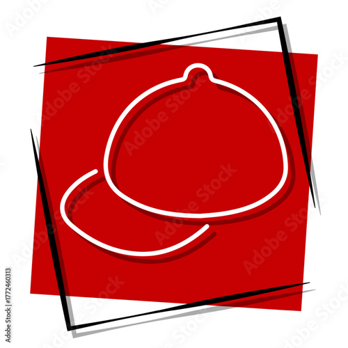cap sport, red banner in a frame. Vector illustration on a white background.