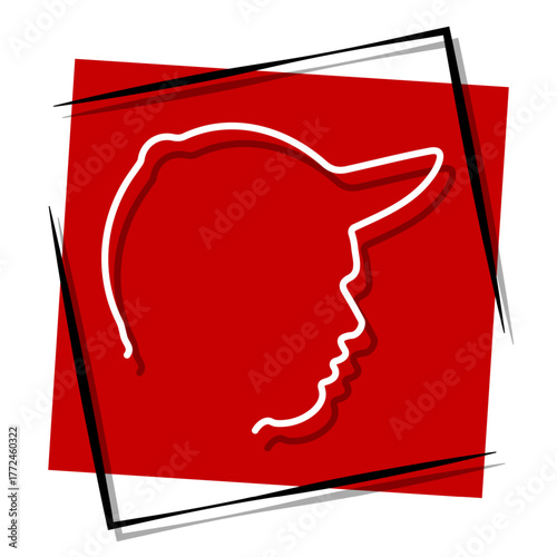 cap sport, red banner in a frame. Vector illustration on a white background.