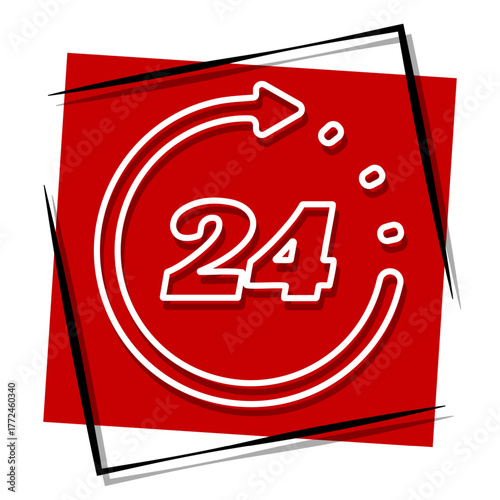 24 7 icon on white background, vector illustration.
