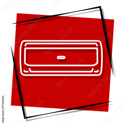 air conditioner red banner in a frame. Vector illustration on a white background.