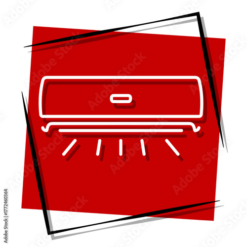 air conditioner red banner in a frame. Vector illustration on a white background.