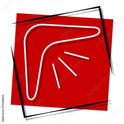 boomerang red banner in a frame. Vector illustration on a white background.