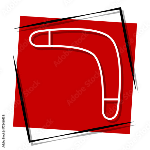 boomerang red banner in a frame. Vector illustration on a white background.