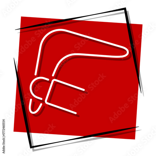 boomerang red banner in a frame. Vector illustration on a white background.