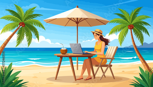 Remote Work Oasis Work from anywhere, Beachside bliss for digital nomads & freelancers