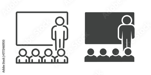 Presentation Icon. Line and glyph solid icon