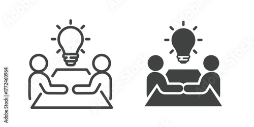 Brainstorming Icon. Line and glyph solid icon