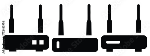 wifi extender minimal icon set, black color and white background