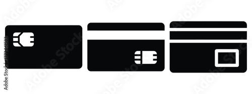 smart card minimal icon set, black color and white background