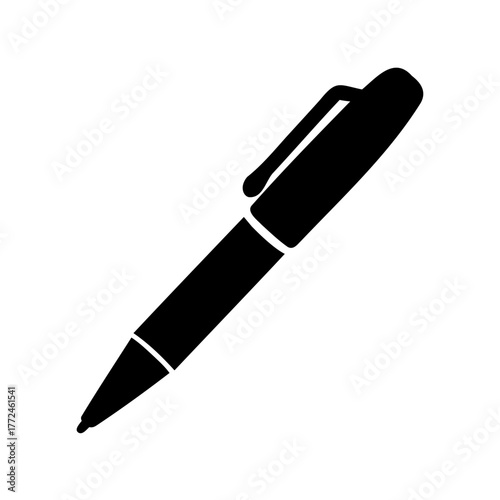 Black and white illustration of a ballpoint pen writing tool for notes