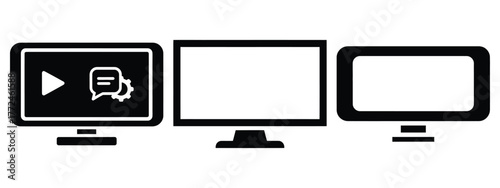 smart display minimal icon set, black color and white background