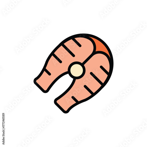 Cut fish steak with black lines