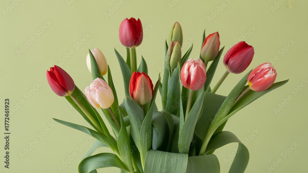 Fototapeta premium Beautiful tulip flower bouquet arrangement for spring floral design
