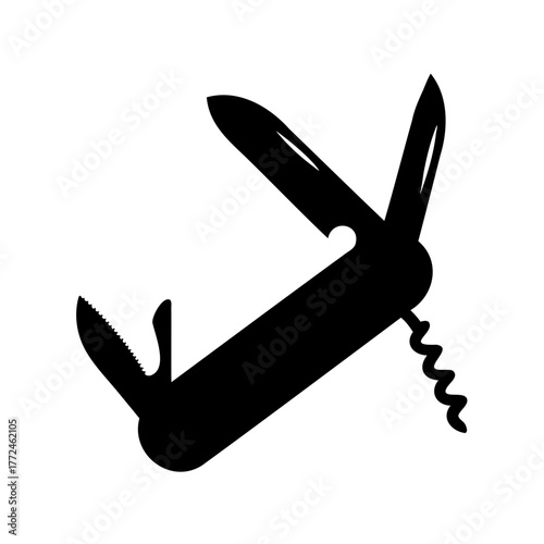 The iconic Swiss Army knife silhouette with several visible tools extended
