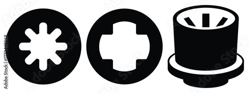 socket minimal flat icon set, black color and white background