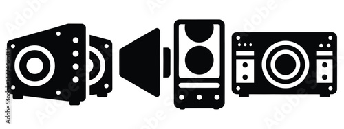 sound system minimal icon set, black color and white background