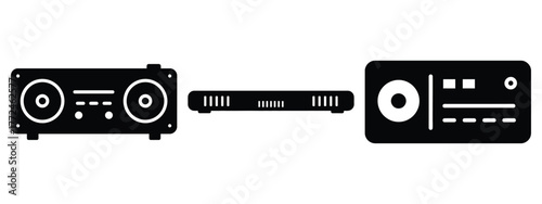soundbar minimal flat icon set, black color and white background
