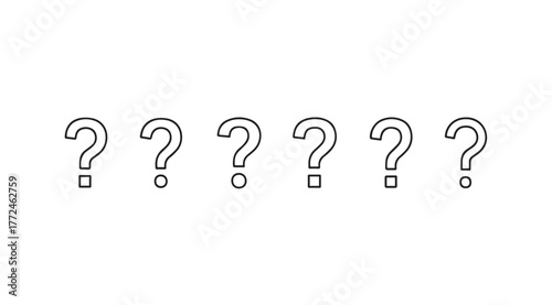 Row of question marks symbolizing confusion doubt uncertainty and inquiry concept vector