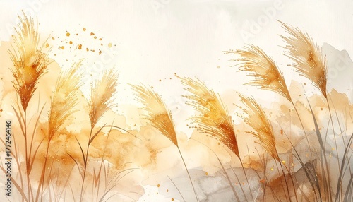 落ち着いたススキの水彩背景