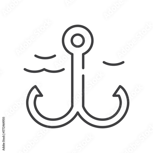 Line drawing triple hook wave lines above simple outline