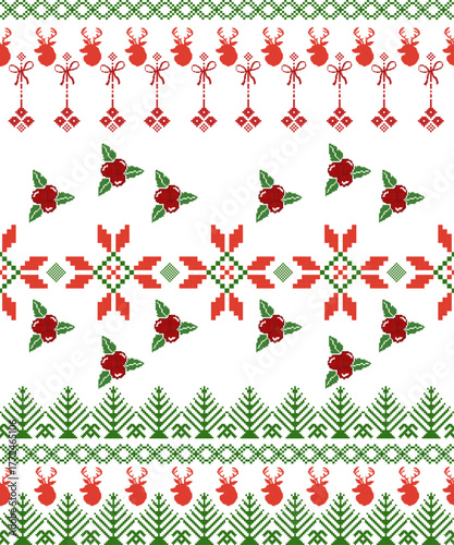 christmas background with holly berries on white background.