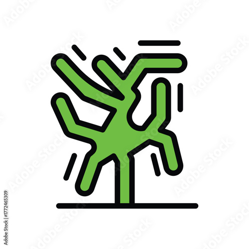 Stylized green tree with bold black outlines