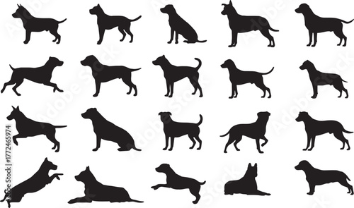 set of dog silhouettes illustrations