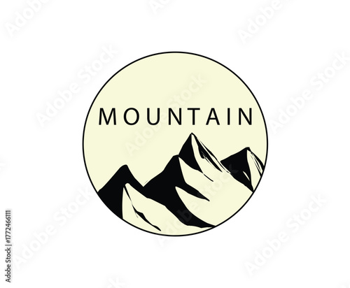 Minimalist Mountain Silhouette simple logo design.eps