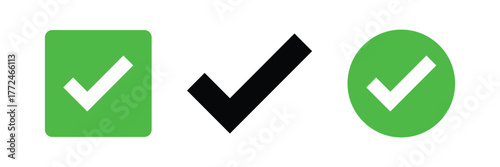 Green check mark icon. Check mark vector icon. Checkmark Illustration. Vector symbols set ,green checkmark isolated on white background. Correct vote choose isolated symbol.